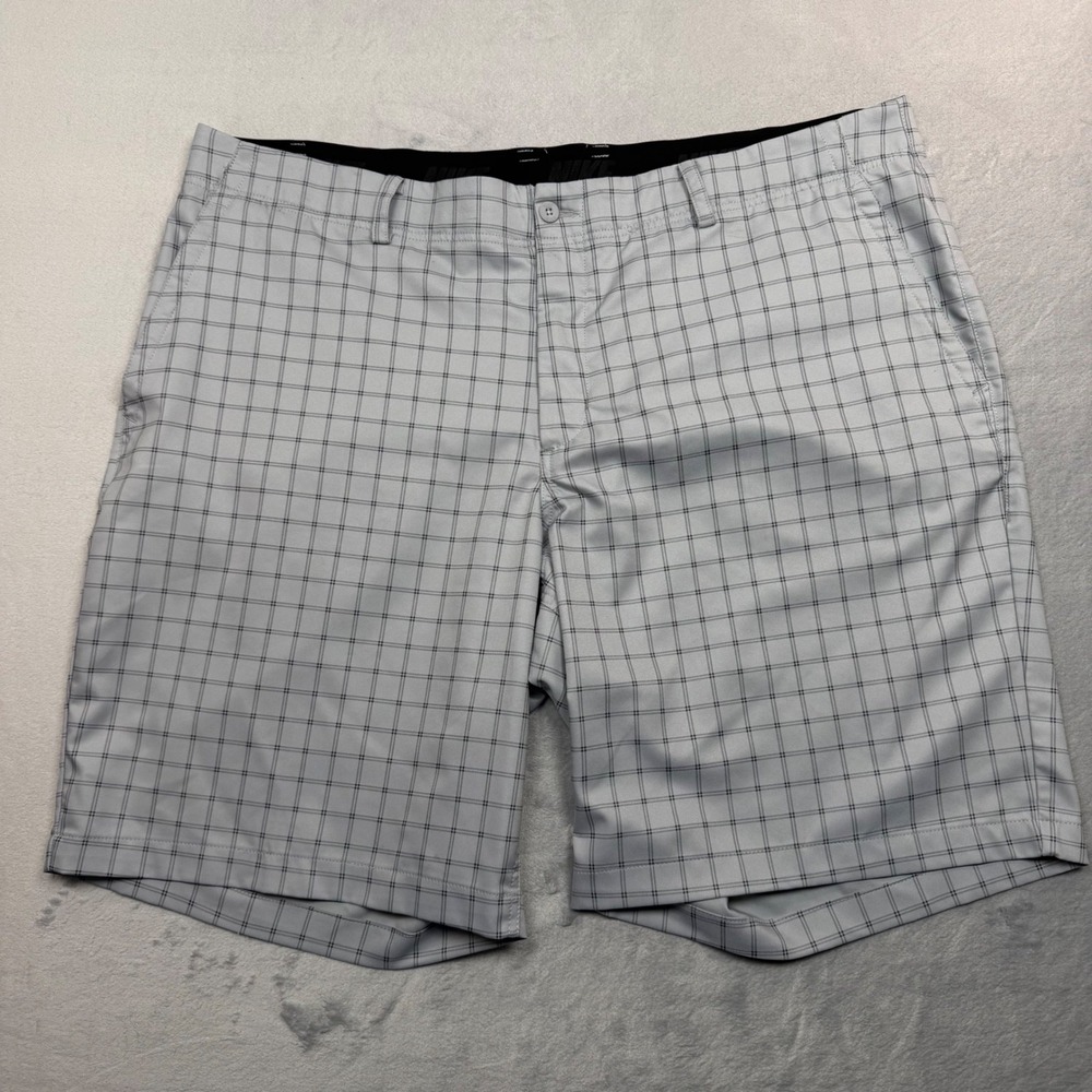 Nike Golf Shorts Mens 42 Grey Plaid Dri-FIT Standard Fit Flat Front 0626-0378 - Picture 2 of 11